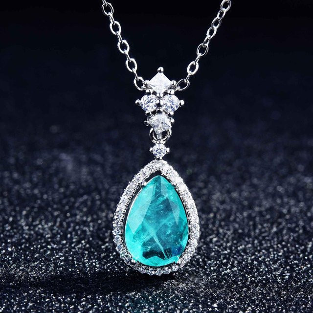 Wucifang Jewelry Halskette, 925 Silber, Topas, Diamant, Damen, 45cm - Bild 1