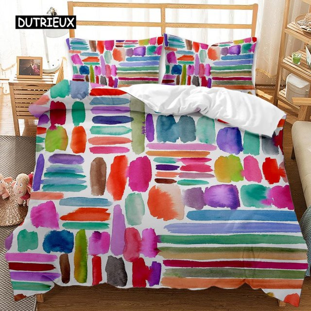 Bettbezug von Binchi Outdoor Product mit geometrischem Aquarell-Muster in Multicolour, Queen-Size aus Polyester, Breite: 210 cm, Tiefe: 210 cm - Bild 1