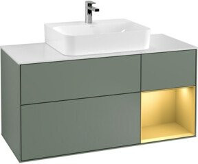 V&B Waschtischunterschrank Finion in Olivenmatt Lackierung mit Regalboden Breite: 120 cm, Tiefe: 50,1 cm, Höhe: 50,1 cm - Bild 1