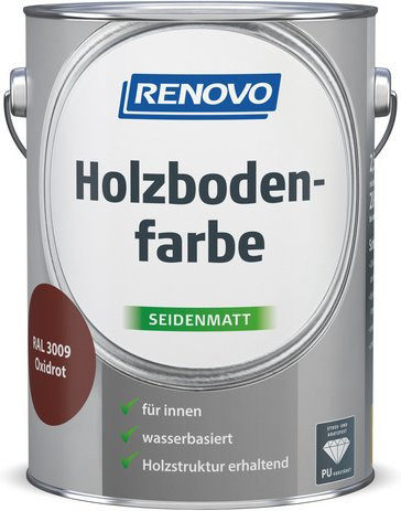RENOVO Holzbodenfarbe Rot wasserbasiert satinmatt kratzfest und deckend - Bild 1