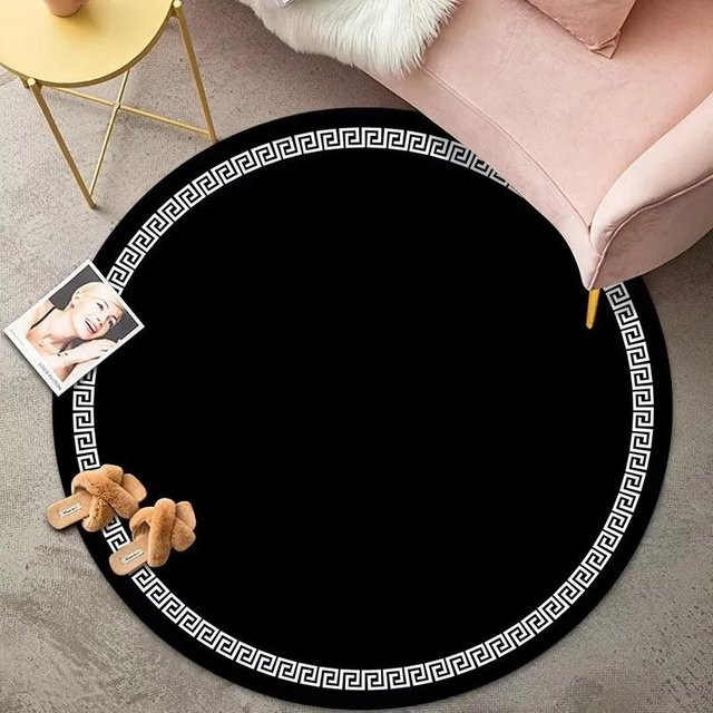 Karpetti Runder Wohnzimmerteppich in Schwarz-Weiß mit Streifenmuster, Durchmesser: 60 cm - Bild 1