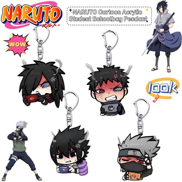 Bandai Naruto Uchiha Sasuke Hatake Kakashi Uchiha Obito Anime Acryl-Schultaschenanhänger, Schlüsselanhänger, Unisex - Bild 1