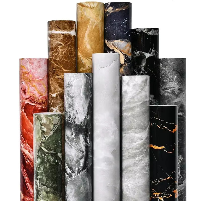 KADUO Selbstklebende Marmor Tapete aus PVC in Gemstone Grey, Wasserdicht und Glänzend für Küche und Wohnbereich - Bild 5
