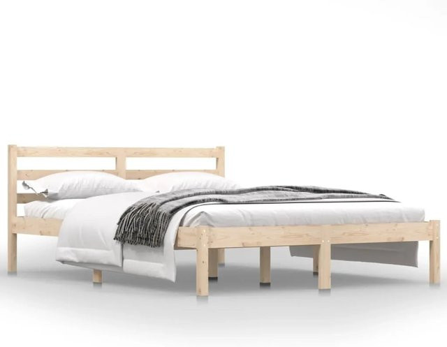 vidaXL Massivholzbett aus Kiefer in Braun, Modernes Doppelbett B/T/H: 135 x 190 x 69,5 cm - Bild 1