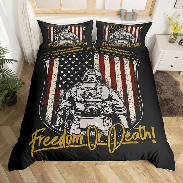 Bettwäsche-Set Your Warm Home mit Militär-Motiv für Kinder, Farbe Schwarz, Material Polyester, B/H: 140 x 210 cm, inklusive 2 Stück (1x Bettbezug, 1x Kissenbezug 50 x 70 cm) - Bild 1
