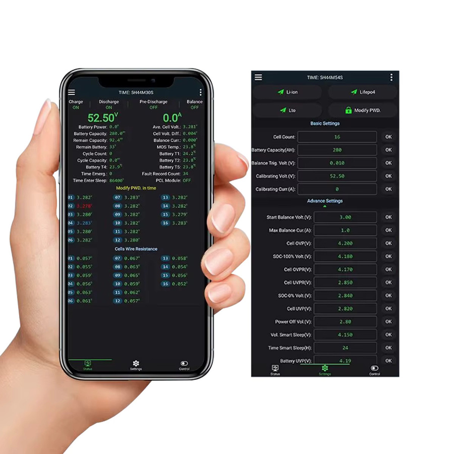 JK Smart BMS B1A8S10P 100A Batteriemanagementsystem mit aktivem Ausgleich 1A für LiFePO4, Li-Ion und LTO Batterien via Bluetooth, BT, CANBUS, RS485 und Heizung - Bild 2