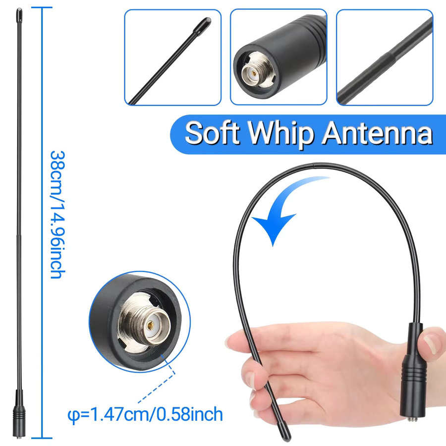 ABBREE AM-771 Air Band SMA-Buchse Antenne 108–136 MHz in Schwarz für Quansheng UV K5 K6 und Baofeng UV 5RH 21 PRO V2 UV-98 Walkie Talkie - Bild 3
