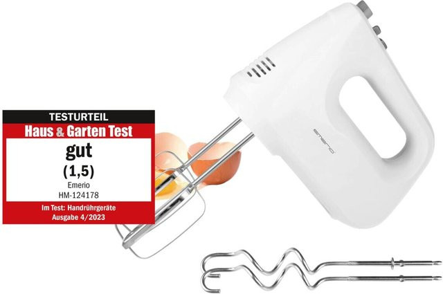 Emerio Handmixer HM-124178 in Silber und Weiß aus Edelstahl und Kunststoff, B/H/T: 8,3 x 13,7 x 18,3 cm - Bild 1
