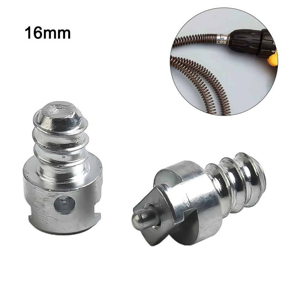 Vibratite 2er-Set Elektrische Bohrer Rohrreiniger Adapter mit 16mm Anschluss, Männlich und Weiblich, Silber - Bild 2