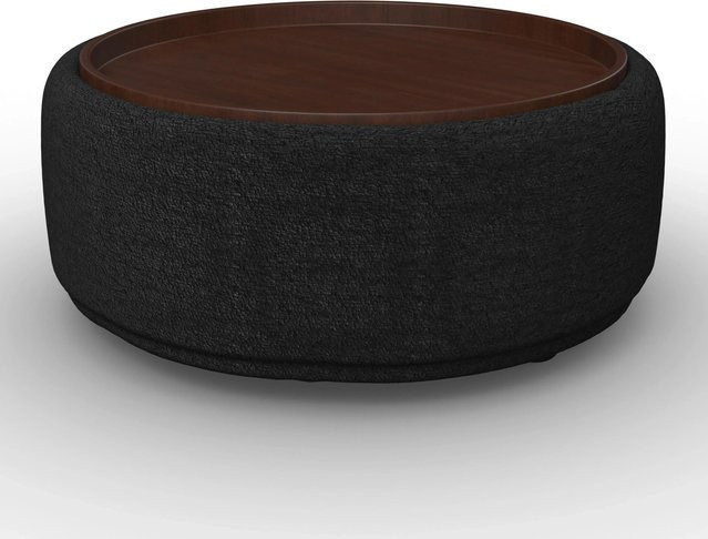 Bessagi Home Couchtisch Kira in Schwarz und Walnuss mit rundem Chenille-Design - Bild 1