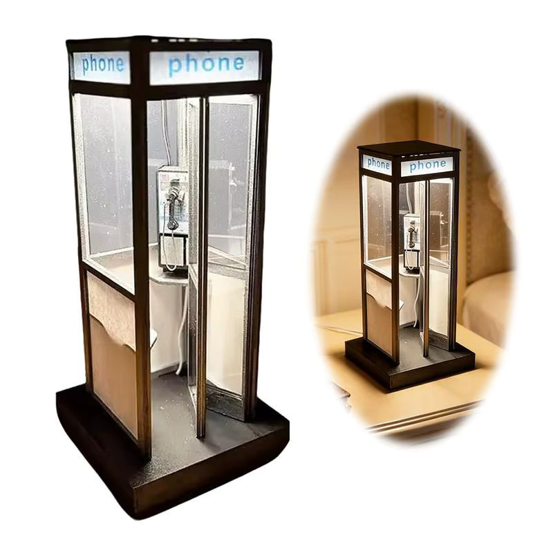 JETTING Retro-Vintage Telefonzellen-Tischlampe mit warmweißem integriertem LED-Licht - Bild 3