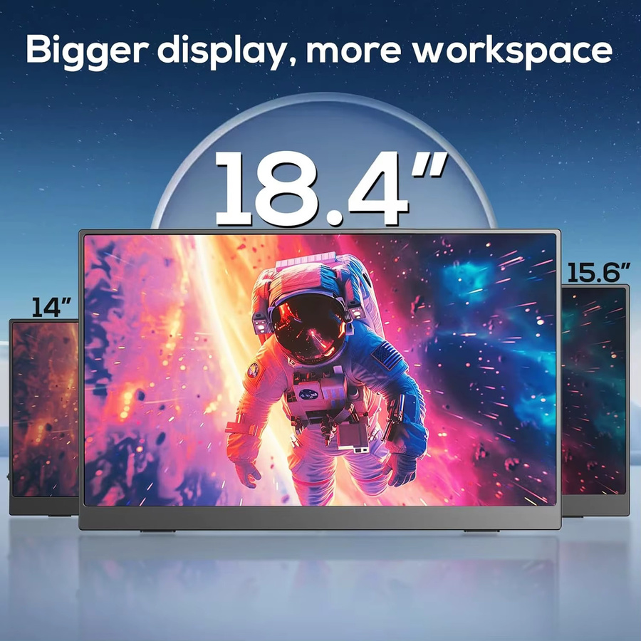 EVICIV 18,4 Zoll Tragbarer 4K QLED Monitor in Schwarz mit USB-C und HDMI für Laptop, PC, Smartphone und Konsolen - Bild 3
