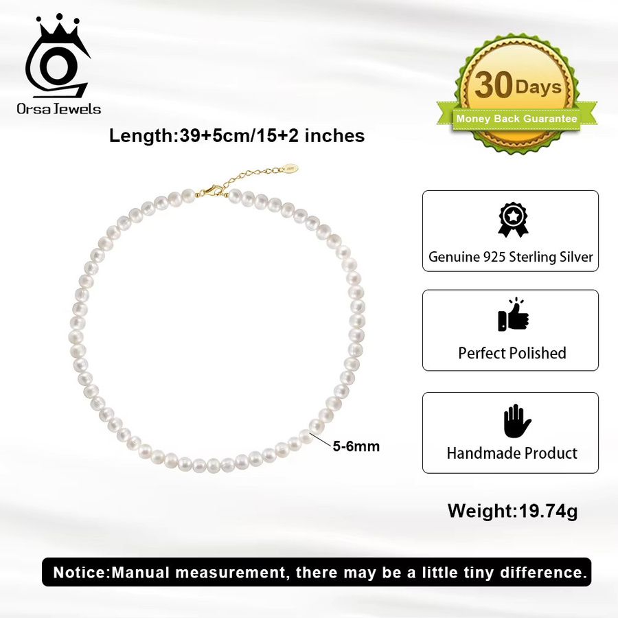 Orsa Juwelen Perlen Choker Kette, Sterling Silber, Damen - Bild 2