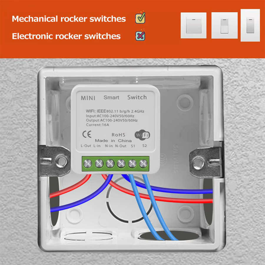 GGBEE WLAN Smart Switch 16A Tuya Mini-Schalter mit Sprachsteuerung für Alexa und Yandex Alice, Weiß - Bild 2