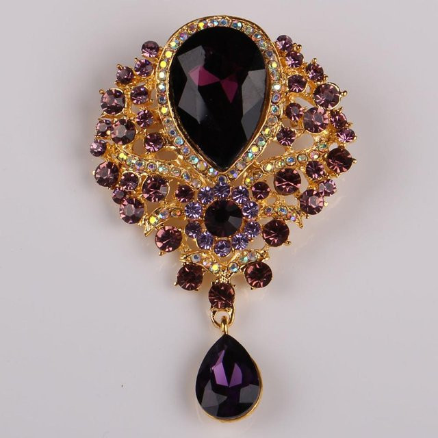 DIEZI Brosche, Kristall Blume, Gold Silber Farbe, Damen - Bild 1
