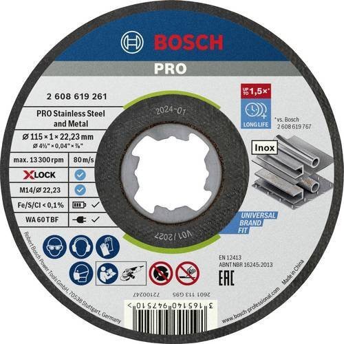 Bosch X-Lock Trennscheibe gerade Standard für Inox Durchmesser: 115 mm, Bohrung: 22,23 mm - Bild 1