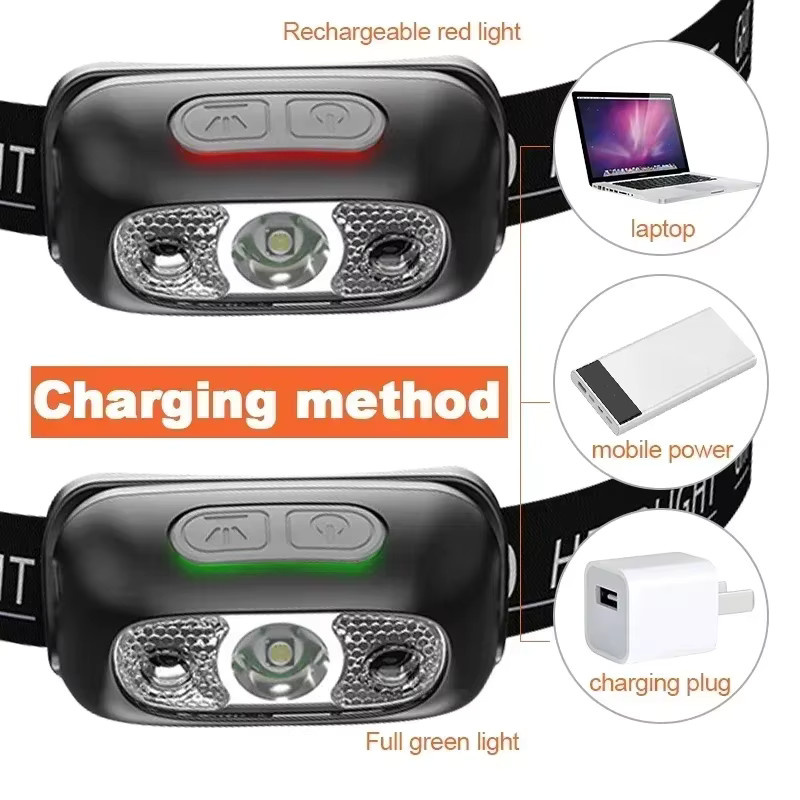 NEWBIRTH Sensor-LED-Stirnlampe in Schwarz, wiederaufladbare tragbare Stirnlampe mit Bewegungssensor für Camping und zum Lesen - Bild 5