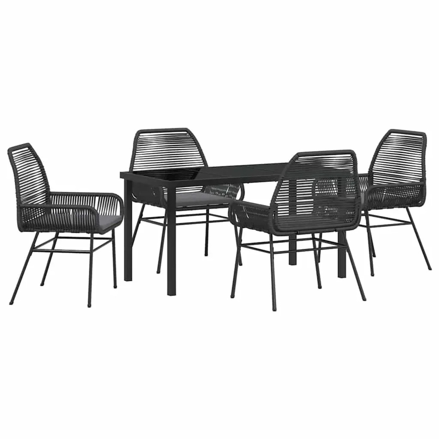 vidaXL Garten Essgruppe 5-teilig aus Poly-Rattan und Glas in Schwarz - Bild 2