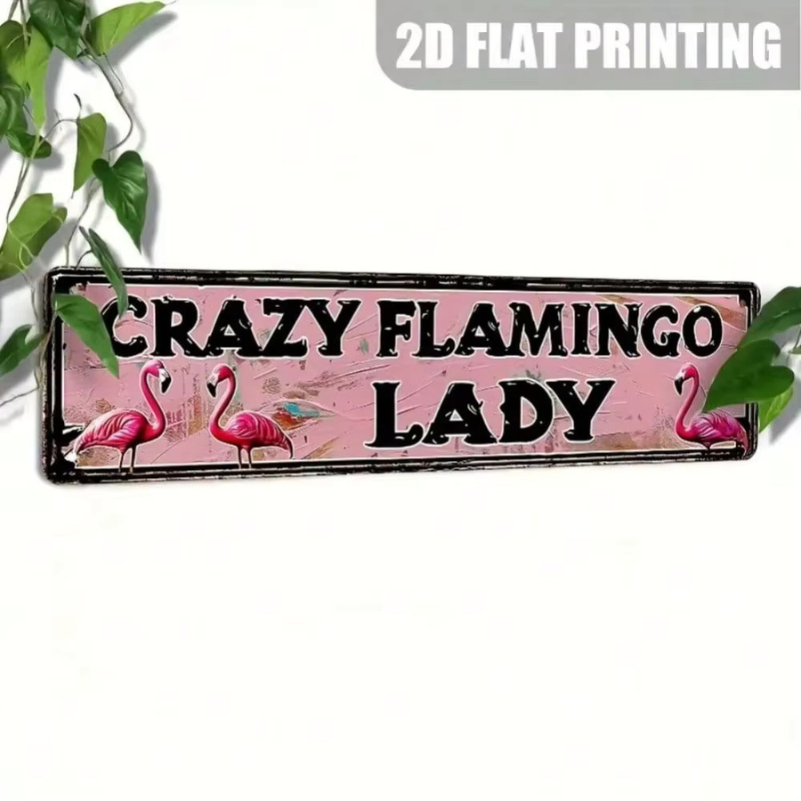 Rustikale Wandskulptur Crazy Flamingo Lady von CIFBUY aus Eisen in Rosa und Pink mit Flamingos-Design - Bild 3