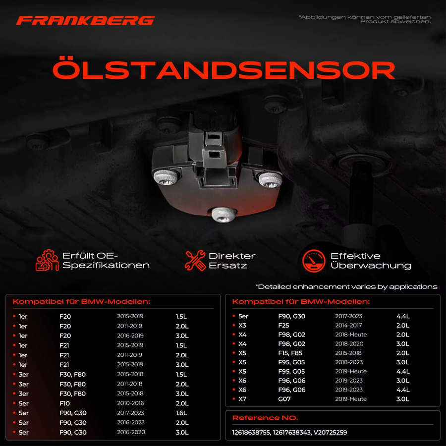 Frankberg Ölstandsensor in Schwarz für BMW 1er F20 F21 3er F30 F80 G20 5er 7er X3 X4 - Bild 2