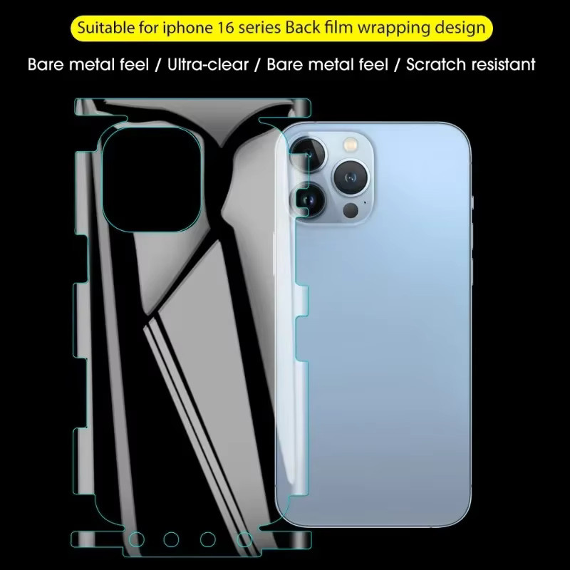 Hydrogel-Schutzfolie für die Rückseite und den Rahmen von iPhone 17 16 15 Pro Max 14 13 12 in Transparent - Bild 2