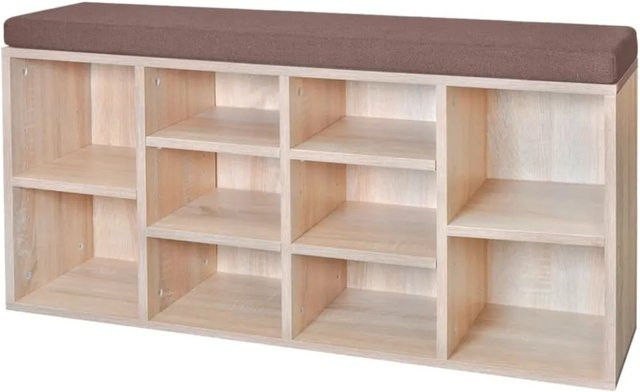 vidaXL Schuhschrank als Sitzbank mit 10 Fächern in Eichefarbe, B/T/H: 100 x 30 x 48 cm - Bild 1