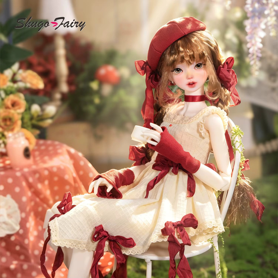 ShugaFairy Rowan A, Gelenkpuppe, 1/4 BJD, Rotkäppchen-Kleid mit Baskenmütze, 2-in-1-Stil - Bild 4