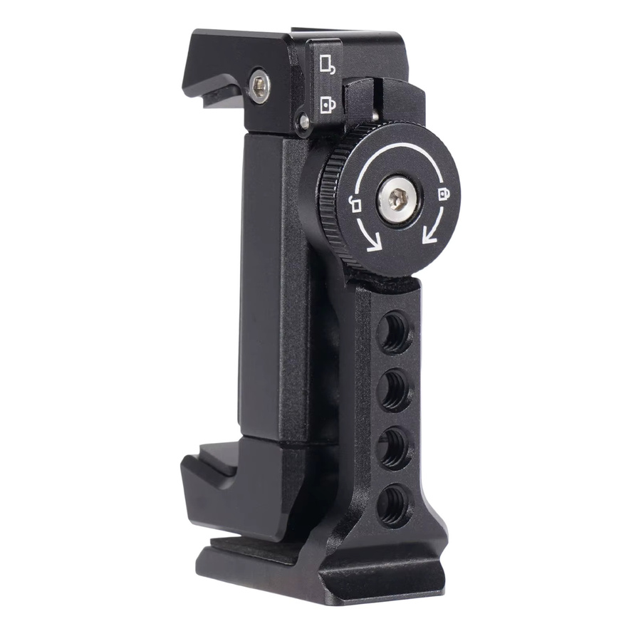 Metall-Telefonclip Halterung mit Kaltlichtschuh-Halterung für Stativ und LED-Licht, 360 Grad drehbar, Schwarz - Bild 2
