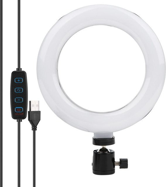 Koogeelife Ringlicht für Selfie und Make-up in Weiß, 6 Zoll Video Ring Light mit USB-C Anschluss - Bild 1