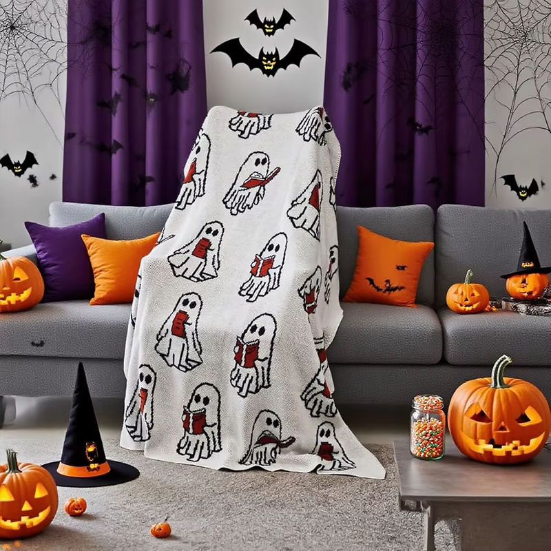 APWIKOGER Geister-Lesedecke Halloween Überwurfdecke in Weiß - Bild 3