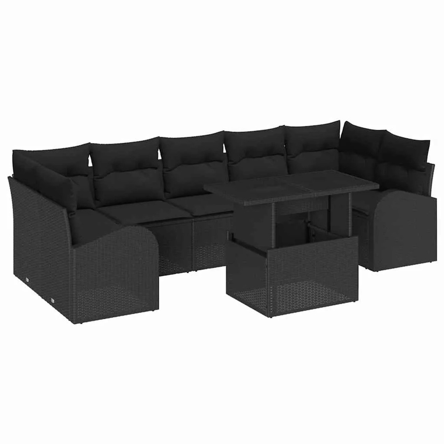 vidaXL 8-teiliges Garten-Sofa-Set aus Poly Rattan in Schwarz mit UV-beständigen Kissen - Bild 2