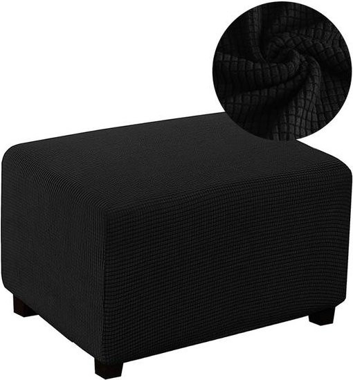 YZFZP Hockerbezug aus Jacquard-Stoff in Schwarz, abnehmbarer Ottoman-Bezug für Fußstützen, XL Size - Bild 1