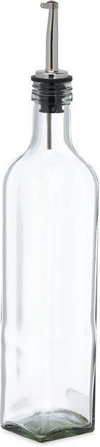 Relaxdays Essig- und Ölspender 4er Set aus Glas in Transparent und Silber, tropffrei, Höhe: 33 cm, Breite: 5,5 cm, Tiefe: 5,5 cm - Bild 1
