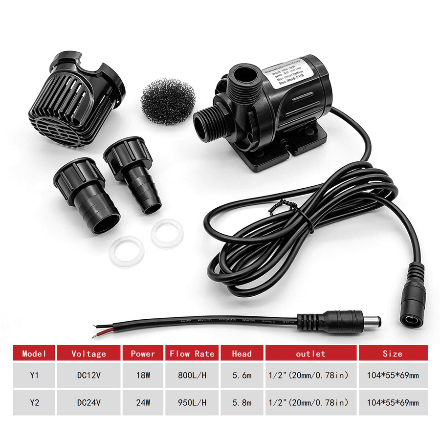 DC12/24V Kleine Bürstenlose Tauchpumpe in Schwarz für Aquarium-Zirkulation, Fischteich und Springbrunnen - Bild 3