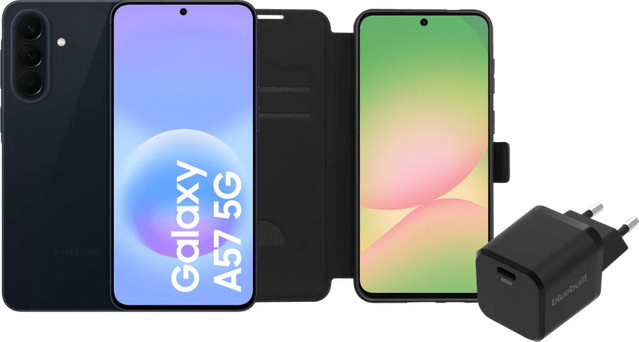 Samsung Galaxy A57 5G Smartphone mit 128 GB Speicher in Dunkelblau inklusive Basis-Zubehörset - Bild 1