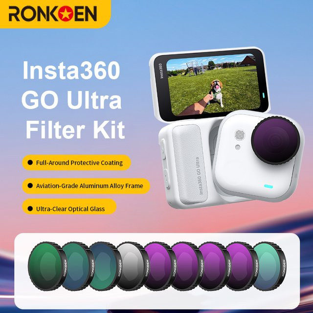 Ronkoen Filmobjektivfilter für Insta360 GO Ultra mit UV, CPL, Black Mist und ND8/16/32/64 Filtern in Schwarz - Bild 1