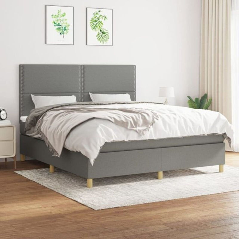 Vidaxl Boxspringbett mit Matratze in Anthrazit aus Stoff B/T/H: 180 x 200 cm - Bild 1