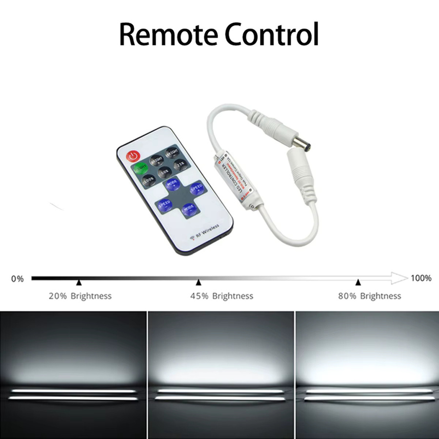 Lcamaw COB LED-Lampenband mit dimmbarer RF-Fernbedienung, 12 V Lichtleiste in Weiß für Wanddekoration und Schrankbeleuchtung - Bild 3