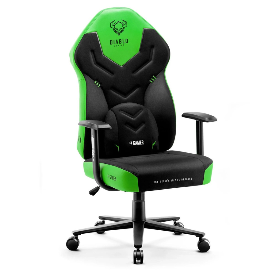 Diablo Chairs X-Gamer Gamingstuhl aus Stoff in Schwarz-Grün Green Emerald - Bild 2
