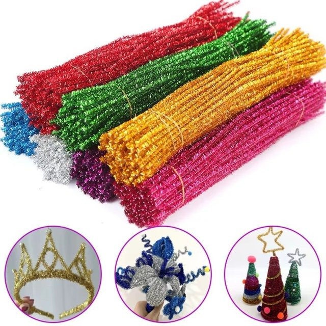 100 Stück Glitzer-Chenille-Stiele in Multicolour, 30 cm Bastelmaterial für Weihnachtsdeko und DIY-Projekte - Bild 1