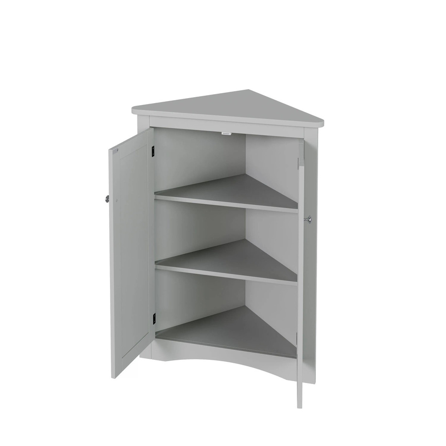 okwish Eckschrank mit 2 Türen und 3 Ebenen in Grau, moderner Dreiecksschrank mit Lackoberfläche, B/T/H: 61,5 x 34,5 x 90 cm - Bild 2