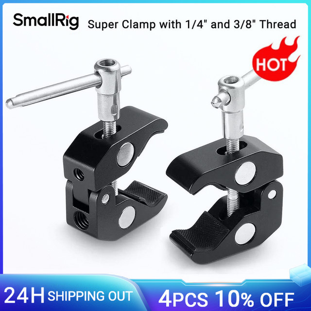 SmallRig Super Clamp mit 1/4 und 3/8 Gewinde 2er Pack in Schwarz für 15mm-44mm Stangen, Kamera, Licht und Zubehör - Bild 1