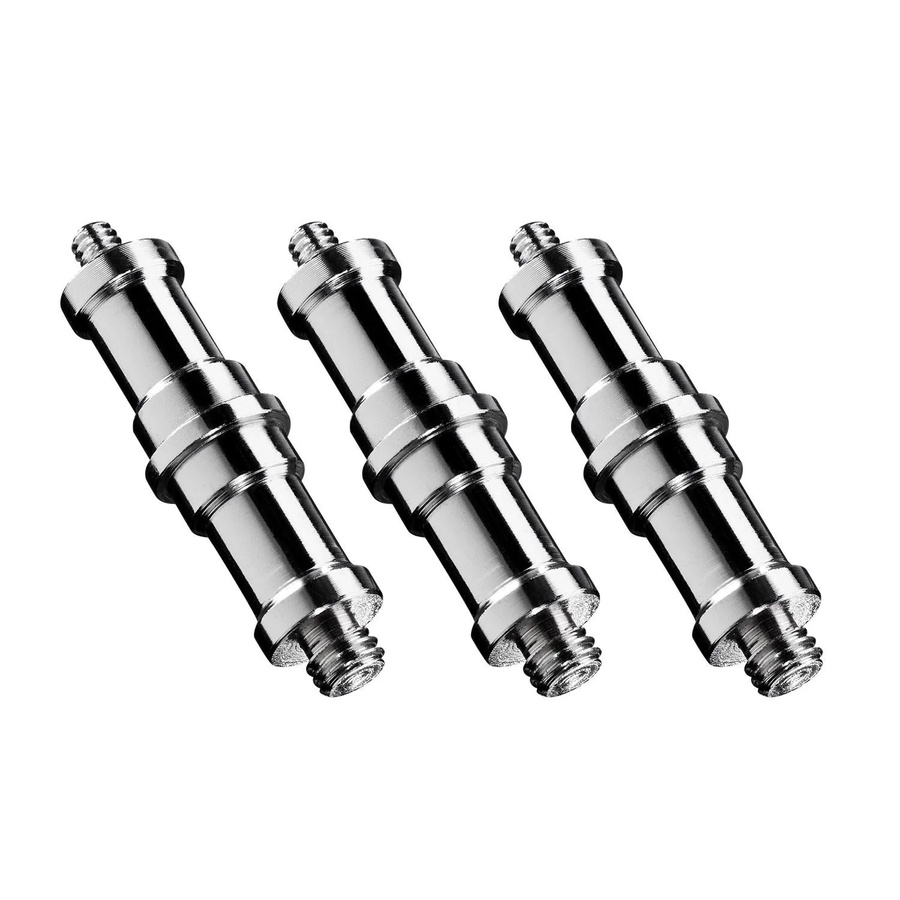 Walimex Set 3x Spigot Gewinde Adapter 3/8 Zoll auf 1/4 Zoll in Silber für Fotografie und Kamera Zubehör - Bild 2