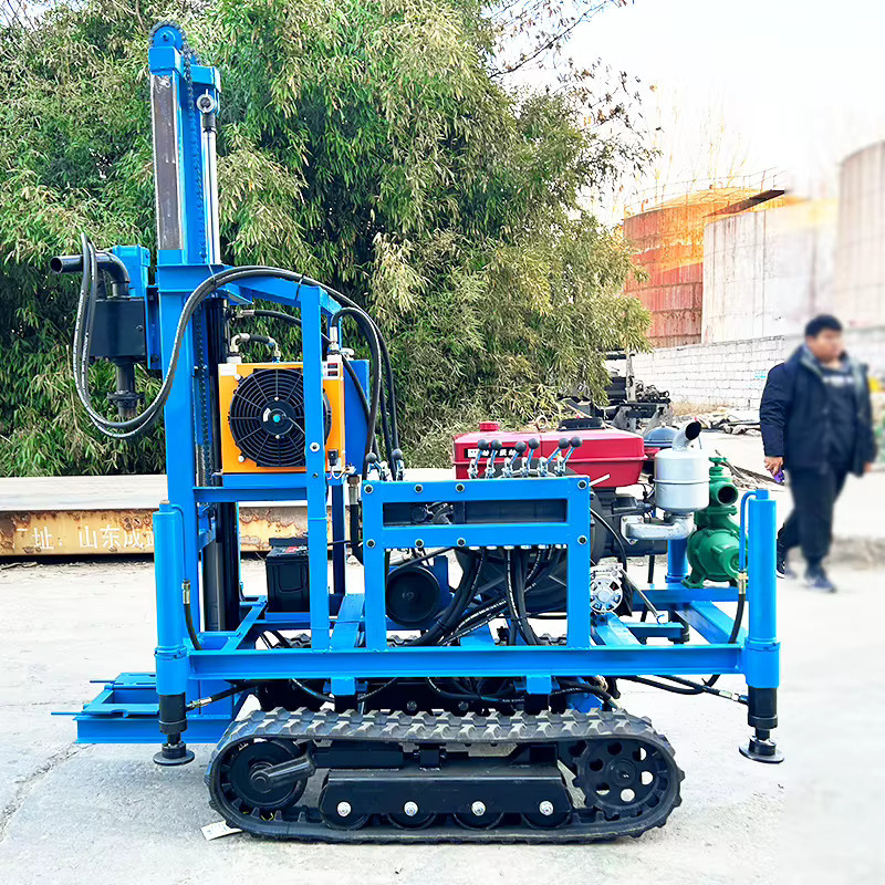 Relied Dieselbetriebene Raupen-Tiefbrunnenbohrmaschine mit Schlammpumpe für 100–200 m Tiefe in Blau - Bild 3
