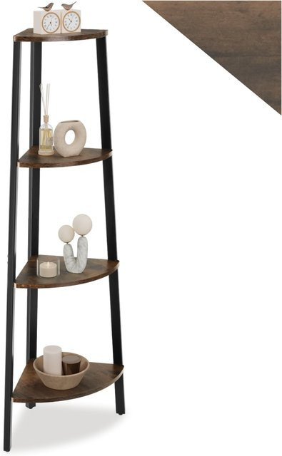 tectake Newbridge Eckregal im Industrial Style aus Holz und Stahl, Farbe Braun, B/T/H: 34 x 34 x 125 cm - Bild 1