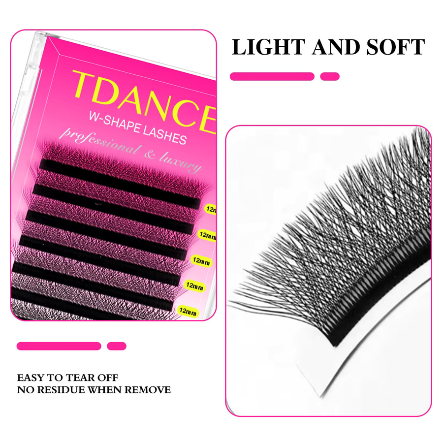 TDANCE W-Stil Fächer-Wimpernverlängerung, Natural, Unisex - Bild 4