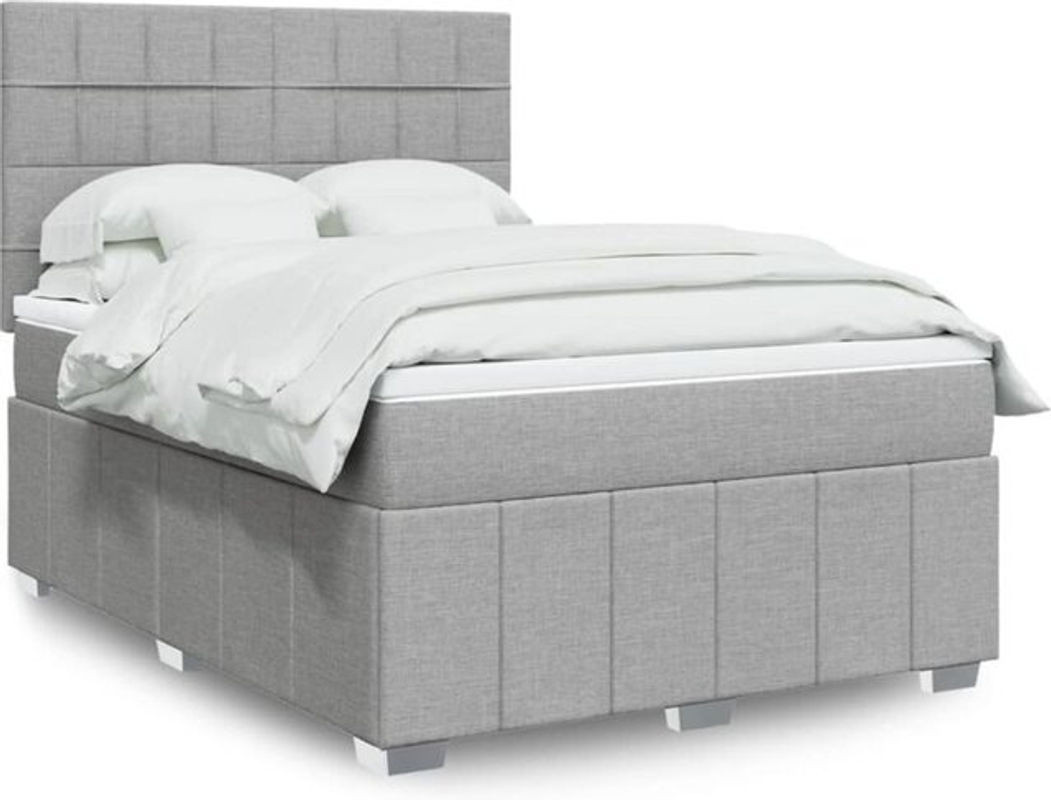 Vidaxl Boxspringbett mit Matratze in Grau aus Stoff und Holzwerkstoff B/T/H: 140 x 190 cm - Bild 1