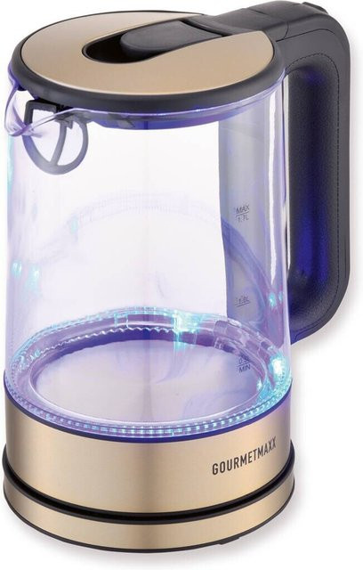 GOURMETmaxx Wasserkocher aus Glas und Edelstahl mit 1,7 l Volumen in Champagner - Bild 1