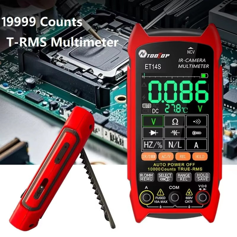 TOOLTOP ET14S IR-Kamera-Multimeter mit Wärmebildkamera ISR 240 x 240, Amperemeter und Voltmeter in Rot - Bild 3