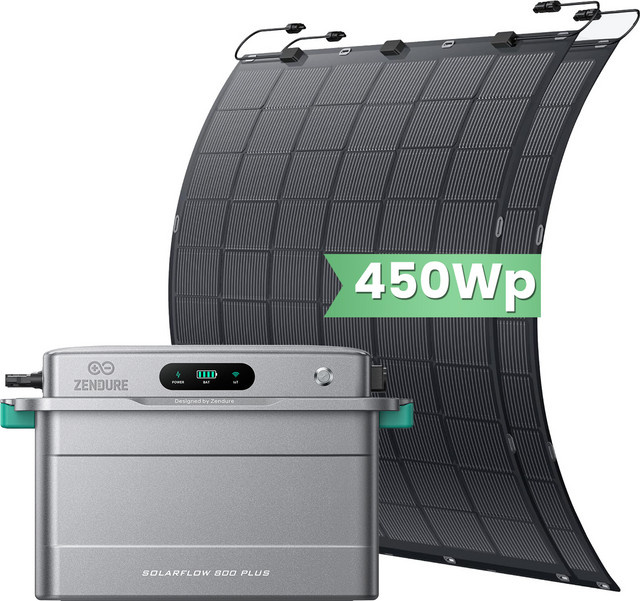 Zendure SolarFlow 800 Plus Balkonkraftwerk Speicher Set mit 1,92 kWh Kapazität und 450W Solarmodulen in Grau - Bild 1